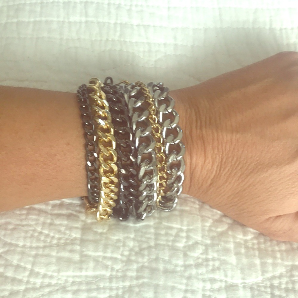 Chunky Black/Gold/Silver Chain Bracelet